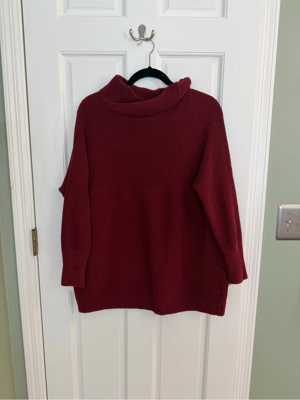 Free People Burgundy Oversized Cowl Neck Sweater